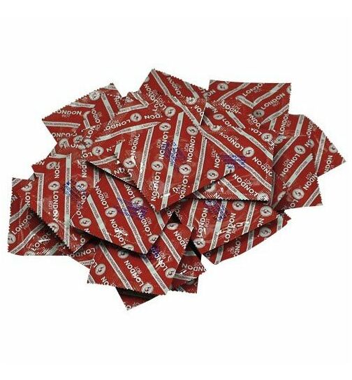 London Kondome mit Erdbeeraroma, 100 Stück, rot