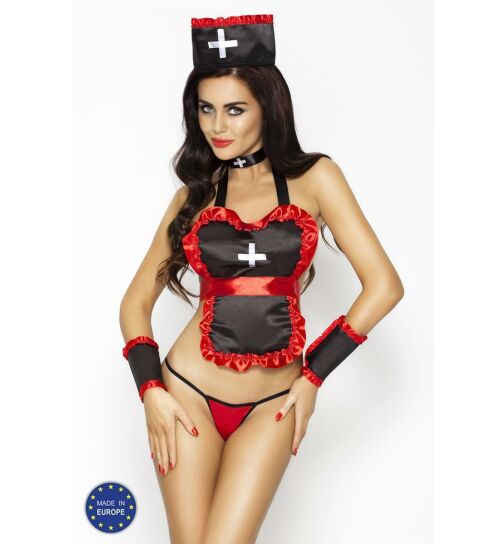 Passion Siena Krankenschwester-Kostüm, schwarz/rot, Gr.: L/XL (40-42)