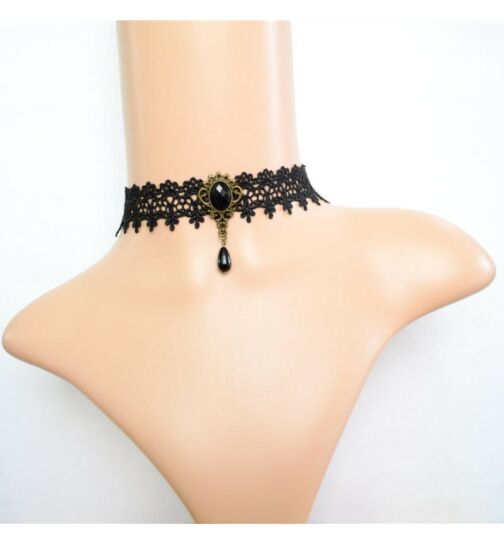 Halsband mit Anhänger, schwarz, onesize