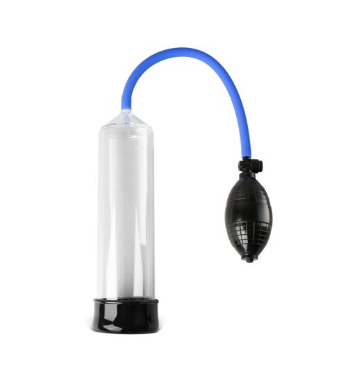 Penispumpe, 21cm, transparent/blau/schwarz