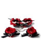 Halsband mit Handfesseln, rot/schwarz, onesize