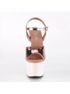 Pleaser ADORE-709LG - High Heel Sandalette, 17.5cm, roségold/metallic/glitter, Gr.: 40 (US 9)