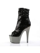 Pleaser Adore-1008SQ  - High Heel Stiefelette, 17cm, schwarz, Gr.: 38,5 (US 8)