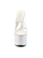 Pleaser Bejeweled-701DM - High Heel Pantolette, 18cm, klar, Gr.: 35 (US 5)