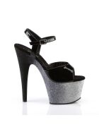 Pleaser Adore-709OMBRE - High Heel Sandalette, 18cm, silber/schwarz, Gr.: 36 (US 6)
