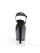 Pleaser Adore-709OMBRE - High Heel Sandalette, 18cm, silber/schwarz, Gr.: 37,5 (US 7)