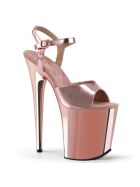 Pleaser Flamingo-809 - High Heel Sandalette, 20cm, roségold/chrom, Gr.: 37,5 (US 7)
