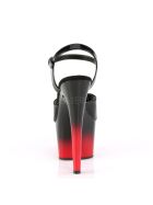 Pleaser Adore-709BR-H - High Heel Sandalette, 18cm, schwarz/rot, Gr.: 37,5 (US 7)