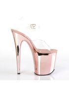 Pleaser Flamingo-808 - High Heel Sandalette, 20cm, roségold/klar, Gr.: 37,5 (US 7)