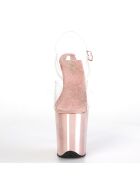 Pleaser Flamingo-808 - High Heel Sandalette, 20cm, roségold/klar, Gr.: 40 (US 9)