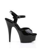 Pleaser Delight-609 - High Heel Sandalette, 15cm, schwarz, Gr.: 37,5 (US 7)