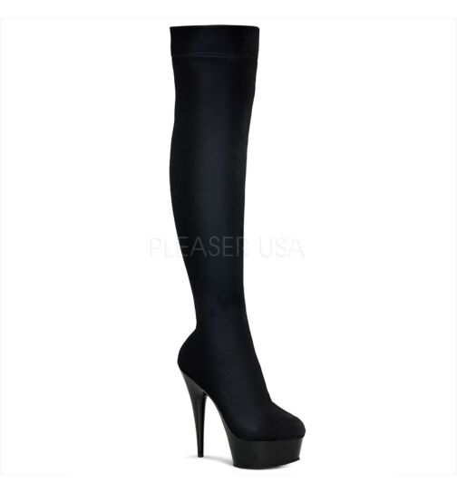 Pleaser Delight-3002 - High Heel Overknee Stiefel, 15cm, schwarz, Gr.: 40 (US 9)