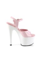 Pleaser-High Heel Sandalette, 18cm, rosa/weiß, Gr.: 35 (US 5)