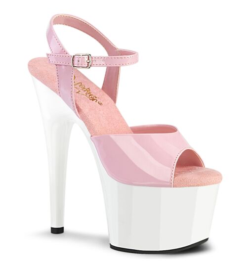 Pleaser-High Heel Sandalette, 18cm, rosa/weiß, Gr.: 36 (US 6)