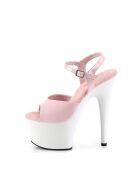 Pleaser-High Heel Sandalette, 18cm, rosa/weiß, Gr.: 40 (US 9)