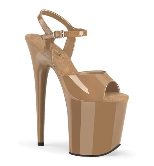 Pleaser-High Heel Sandalette, 20cm, beige, Gr.: 37,5 (US 7)