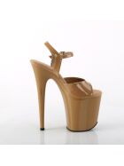 Pleaser-High Heel Sandalette, 20cm, beige, Gr.: 37,5 (US 7)