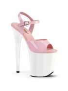 Pleaser Flamingo-809 - High Heel Sandalette, 20cm, rosa/weiß, Gr.: 35 (US 5)