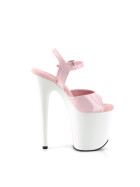 Pleaser Flamingo-809 - High Heel Sandalette, 20cm, rosa/weiß, Gr.: 36 (US 6)