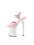 Pleaser Flamingo-809 - High Heel Sandalette, 20cm, rosa/weiß, Gr.: 37,5 (US 7)