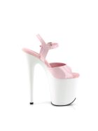 Pleaser Flamingo-809 - High Heel Sandalette, 20cm, rosa/weiß, Gr.: 40 (US 9)