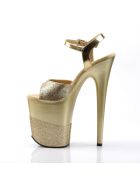 Pleaser Flamingo-809-2G - High Heel Sandalette, 20cm, gold/glitter, Gr.: 36 (US 6)