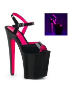 Pleaser Xtreme-809TT - High Heel Sandalette, 20cm, schwarz/pink, Gr.: 35 (US 5)