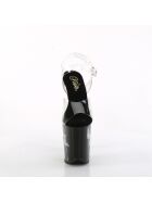 Pleaser-High Heel Sandalette, LED, 20cm, schwarz/klar/bunt, Gr.: 37,5 (US 7)