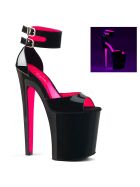 Pleaser Xtreme-875TT - High Heel Sandalette, 20cm, schwarz/pink, Gr.: 36 (US 6)