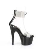 Pleaser-High Heel Sandalette, 17,5cm, schwarz/silber, Gr.: 37,5 (US 7)