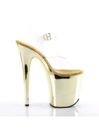 Pleaser - High Heel Sandalette, 20cm, gold/klar, Gr.: 35 (US 5)