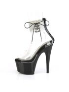 Pleaser-High Heel Sandalette, 17,5cm, schwarz/klar, Gr.: 37,5 (US 7)