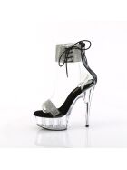 Pleaser-High Heel Sandalette, 15cm, schwarz/klar, Gr.: 37,5 (US 7)