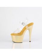 Pleaser - High Heel Sandalette, 18cm, gold/klar, Gr.: 36 (US 6)