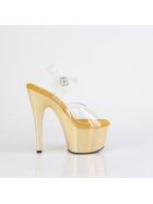 Pleaser - High Heel Sandalette, 18cm, gold/klar, Gr.: 38,5 (US 8)