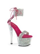 Pleaser-High Heel Sandalette, 17,5cm, pink/klar, Gr.: 35 (US 5)