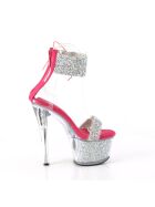 Pleaser-High Heel Sandalette, 17,5cm, pink/klar, Gr.: 40 (US 9)