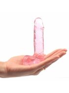 Minidildo, 9 cm, klar/pink