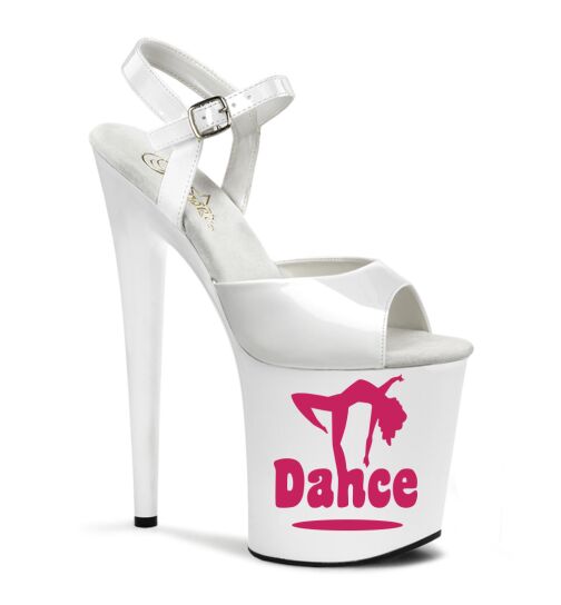 Pleaser High Heel Sandalette, 20cm, weiß/pink, Motiv Dance, Gr.: 37,5 (US 7)